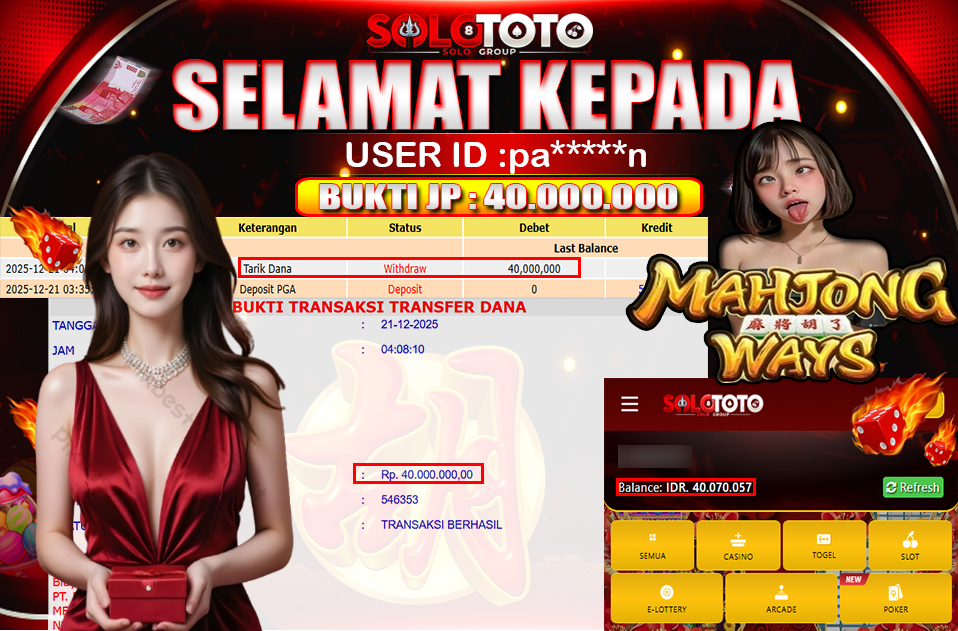 Bukti Jackpot Lunas SOLOTOTO