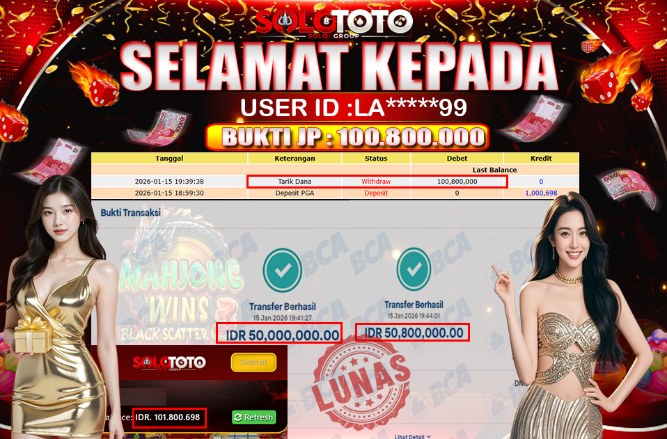 Bukti Jackpot Lunas SOLOTOTO
