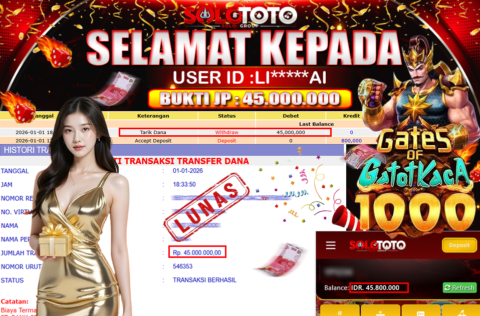 Bukti Jackpot Lunas SOLOTOTO