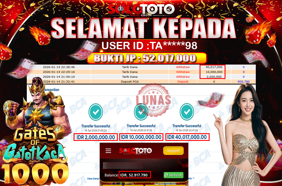 Bukti Jackpot Lunas SOLOTOTO