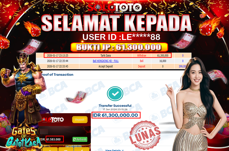 Bukti Jackpot Lunas SOLOTOTO