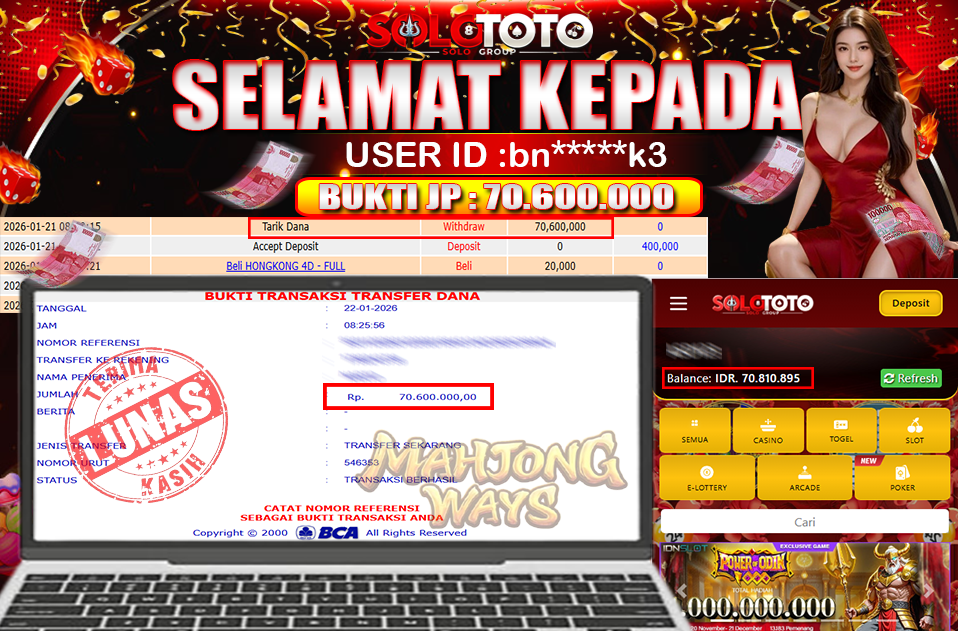 Bukti Jackpot Lunas SOLOTOTO