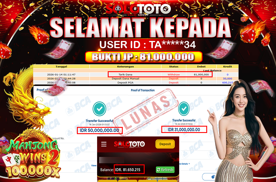 Bukti Jackpot Lunas SOLOTOTO