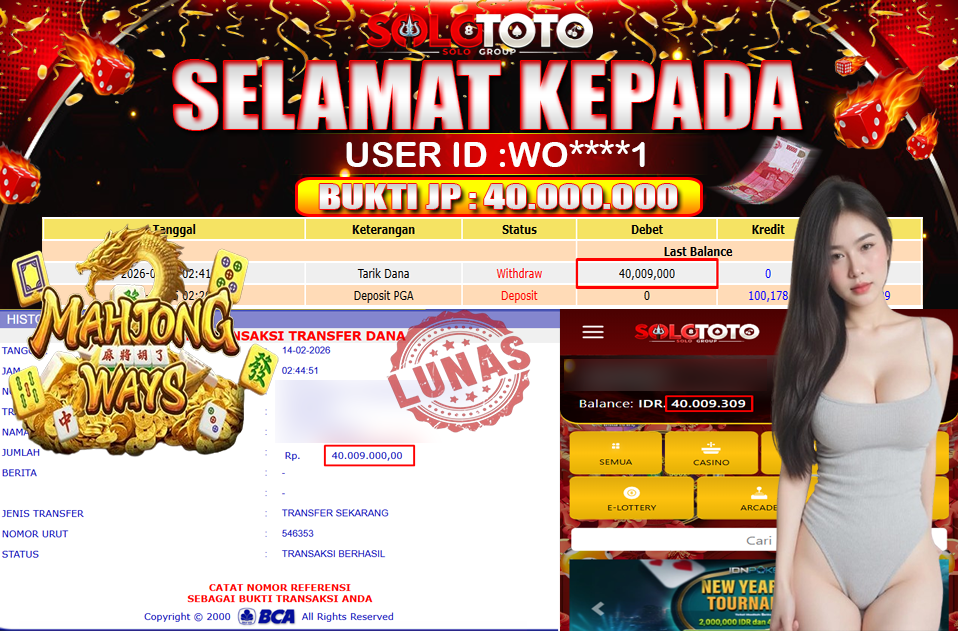 Bukti Jackpot Lunas SOLOTOTO