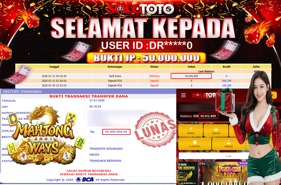 Bukti Jackpot Lunas SOLOTOTO