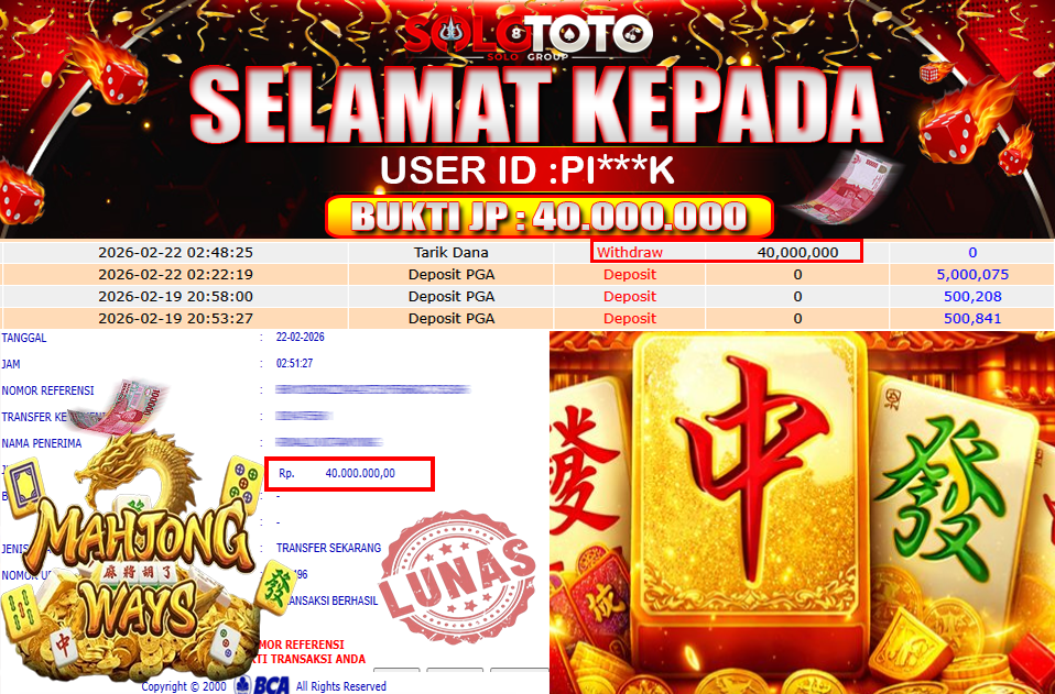 Bukti Jackpot Lunas SOLOTOTO