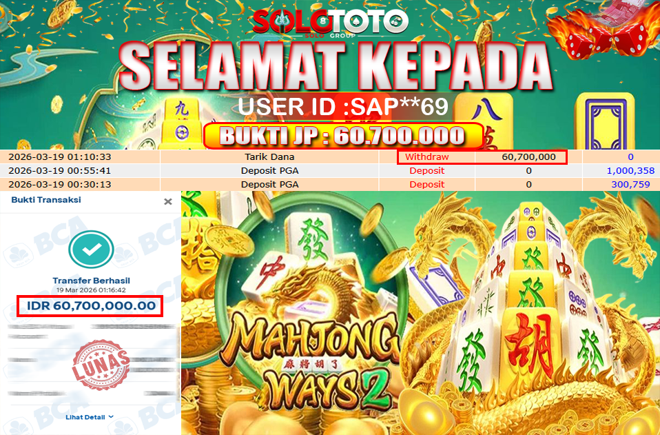 Bukti Jackpot Lunas SOLOTOTO