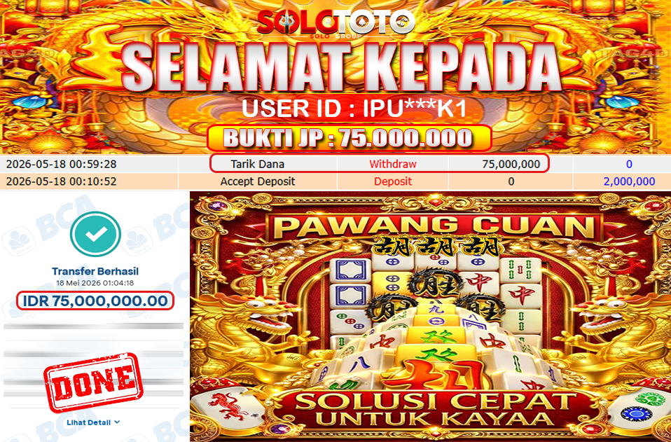 Bukti Jackpot Lunas SOLOTOTO