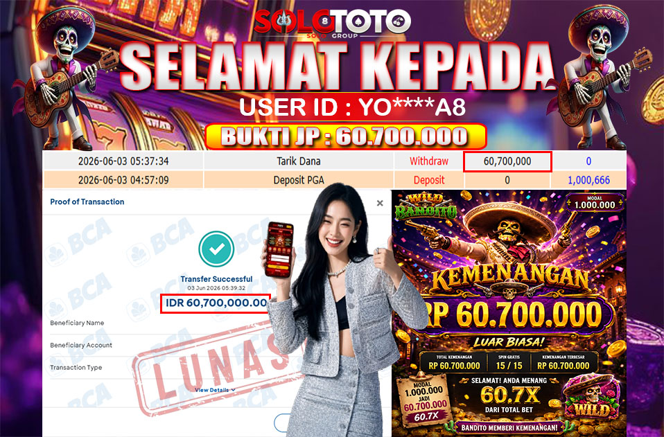 Bukti Jackpot Lunas SOLOTOTO